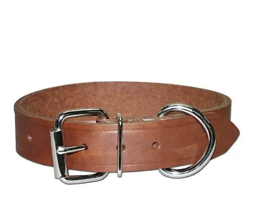1" LEATHER BROTHERS 19" REGULAR BULLY DOG COLLAR - 100-19 OMNIPET