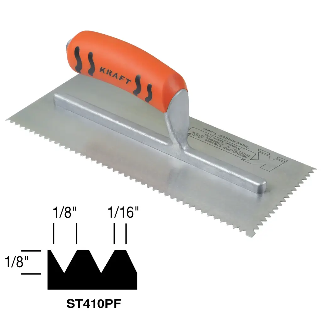 GOLDBLATT TROWEL 1/4 x 5/16 x 5/16 FLAT-V NOTCH PLASTIC HANDLE - G0...