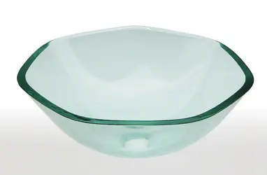 16.5" x 5.7" HANDCRAFTED TEMPERED GLASS SINK CLEAR ROUND - AS 910