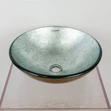 16.5" X 16.5" X 5.7" HANDCRAFTED TEMPERED GLASS SINK ROUND EMERALD - AS 918