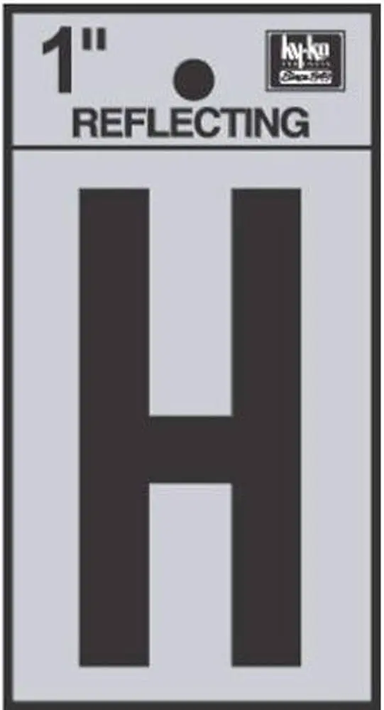 2" BEND AND PEEL BLACK ON SILVER REFLECTIVE LETTER H HY-KO - RV-25/H
