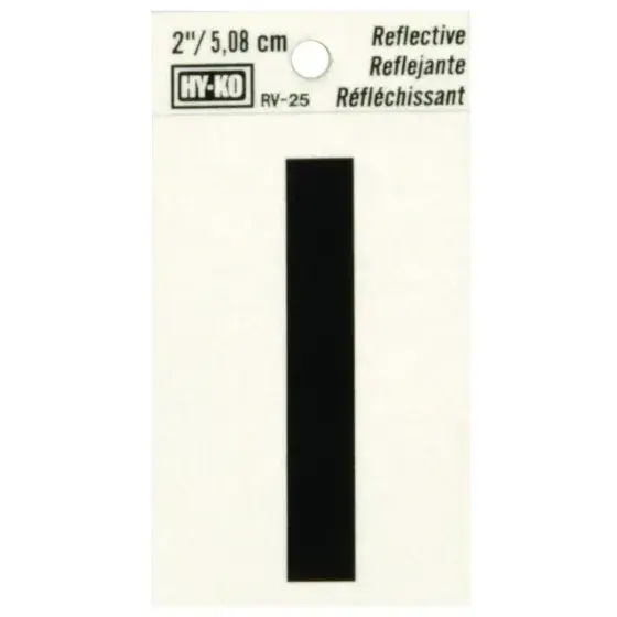 2" BEND AND PEEL BLACK ON SILVER REFLECTIVE LETTER I HY-KO - RV-25/I