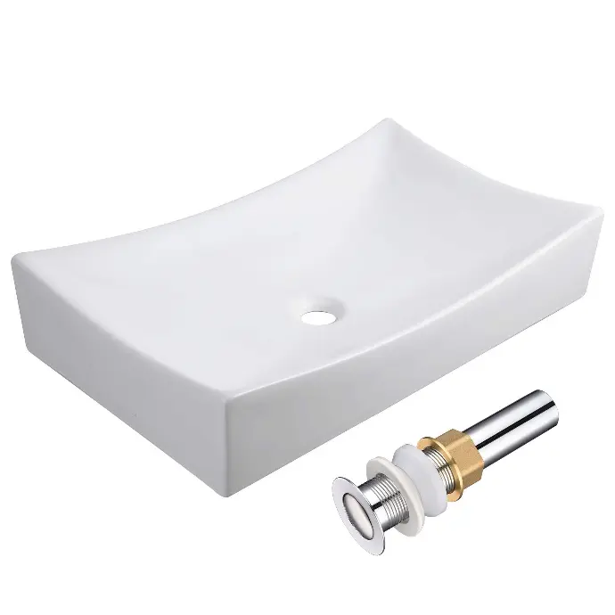 PORCELAIN VESSEL RECTANGULAR SINK WHITE 25.75" x 15.5" x 5"