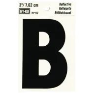 3" BEND AND PEEL BLACK ON SILVER REFLECTIVE LETTER B HY-KO - RV-50/B