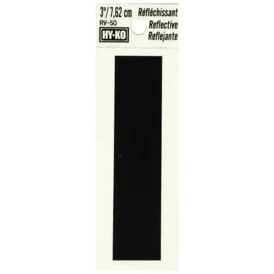 3" BEND AND PEEL BLACK ON SILVER REFLECTIVE LETTER I HY-KO - RV-50/I
