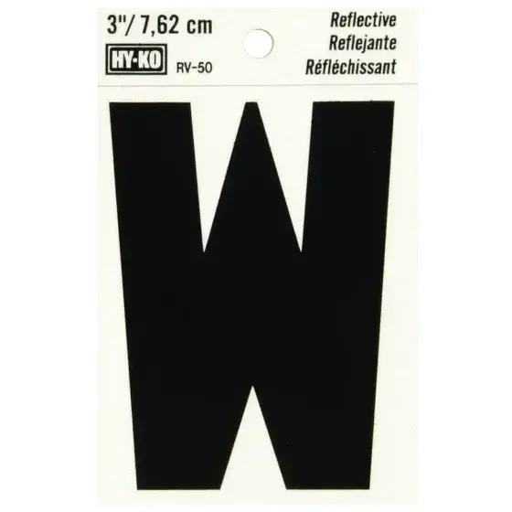 3" BEND AND PEEL BLACK ON SILVER REFLECTIVE LETTER W HY-KO - RV-50/W