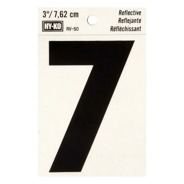 3" BEND AND PEEL BLACK ON SILVER REFLECTIVE NUMBER 7 HY-KO - RV-50/7