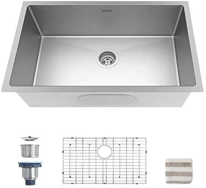 31.5" X 18.5" X 10", STAINLESS STEEL SINGLE BOWL KITCHEN SINK 16G - AS 130