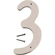 4" SATIN NICKEL FINISH HOUSE NUMBER 3 HY-KO - SN-40/3