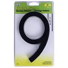 6" BLACK FLOATING MOUNT HOUSE NUMBER 9 HY-KO - FM-6/9