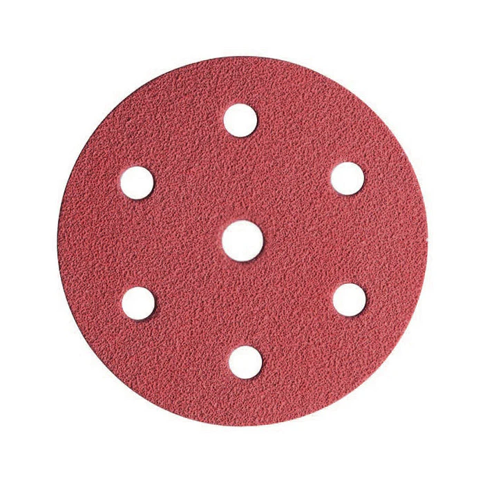 6" RED VELCRO DISC WITH HOLES 240GRIT