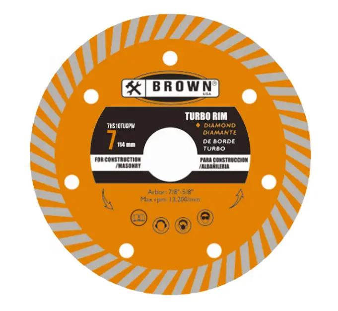 7" X .08 X 10MM PREM TURBO DIAMOND BLADE MASONRY BROWN USA - 7HS10TUGPW