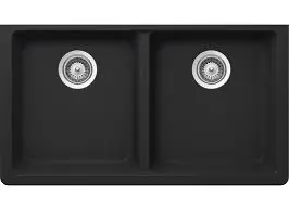 AS 601 BLACK METALLIC 33" X 18.5" X 9.5/9.5" GRANITE COMPOSITE KITCHEN SINK - AS 601 BLACK METALLIC