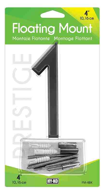 BLACK 4" PLASTIC HOUSE NUMBER 1 HY-KO - FM-4BK/1