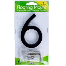 BLACK 4" PLASTIC HOUSE NUMBER 6 HY-KO - FM-4BK/6