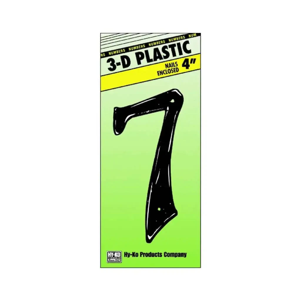 BLACK 4" PLASTIC HOUSE NUMBER 7 HY-KO - PN-29/7