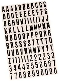 BLACK ON WHITE VINLY LETTER AND NUMBER SET 1" HY-KO - MM-6