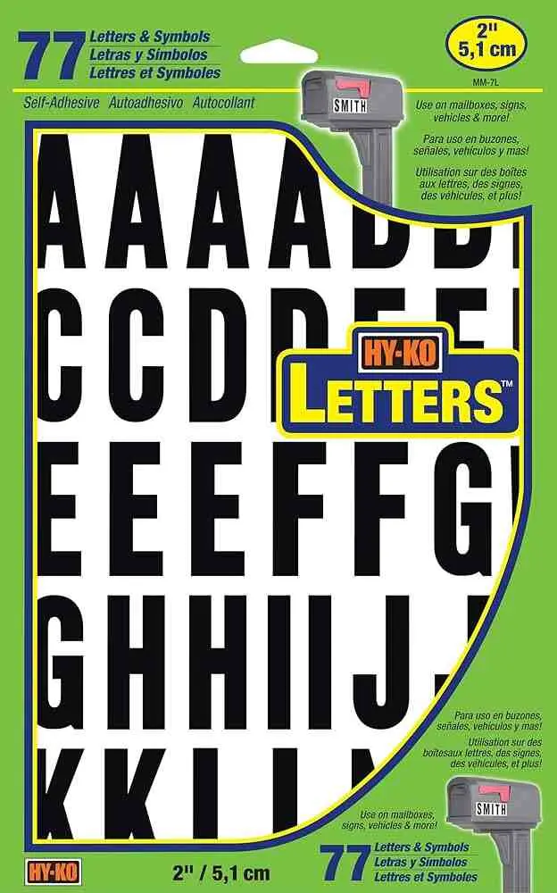 BLACK ON WHITE VINLY LETTER SET 2" HY-KO - MM-7L