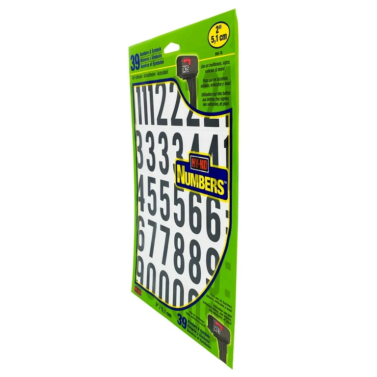 BLACK ON WHITE VINLY NUMBER SET 2" HY-KO - MM-7N