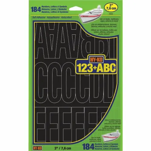 BLACK VINYL LETTER & NUMBERS 3"   HY-KO - 30035
