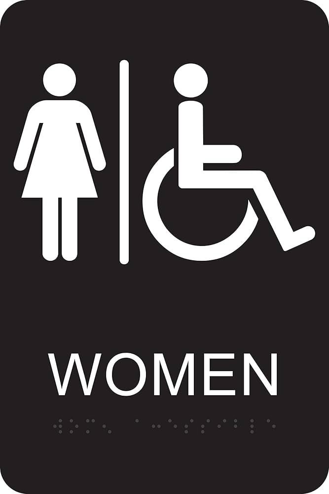 BRAILLE WOMEN/HANDICAPPED RESTROOM SIGN 6" X 9" HY-KO - DB-2