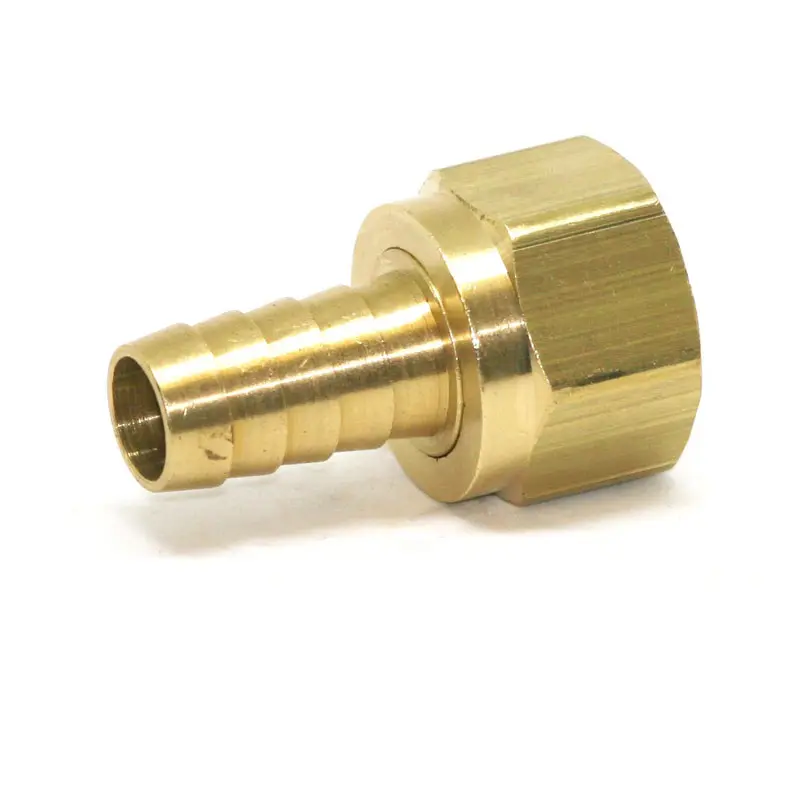 BRASS 3/8" FL FE X 3/8" BARB SWIVEL CONNECTOR - 605-3MIL