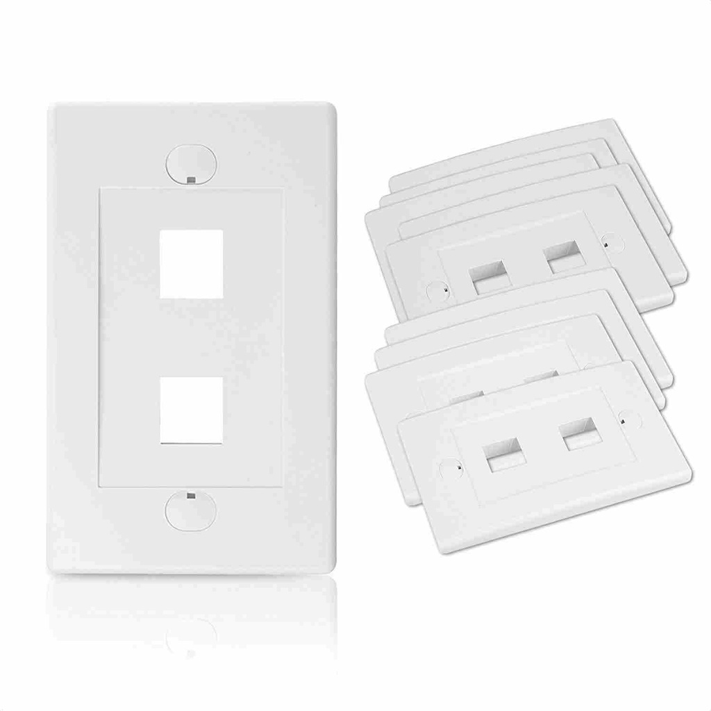 CABLE MATTERS 2 PORT KEYSTONE JACK WALL PLATE WHITE