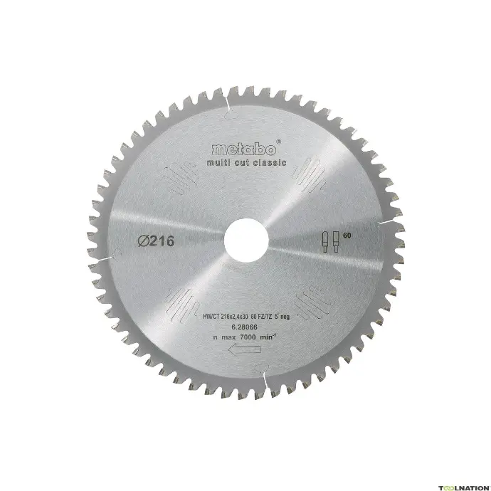 CIRCULAR SAW BLADE HW/CT 216 X 30 60FZ/TZ METABO - 628066000