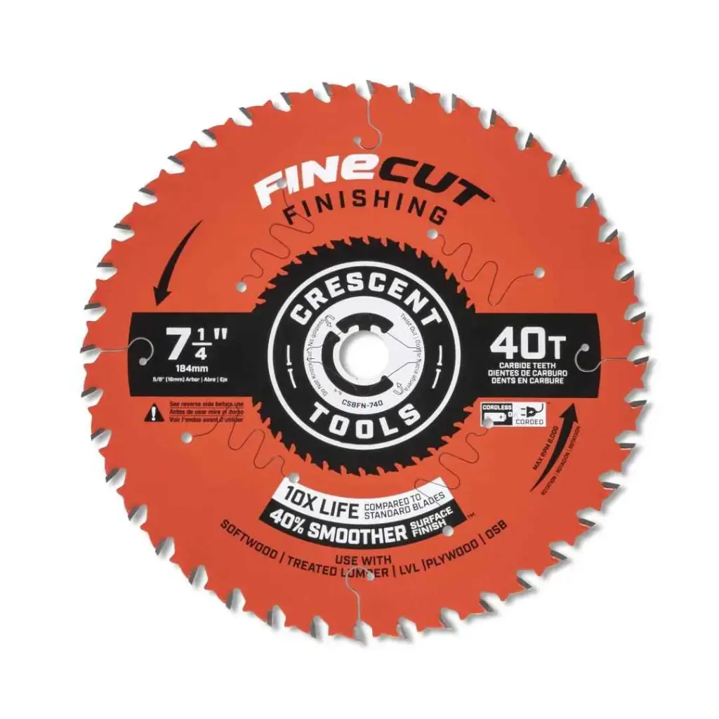 CRESCENT 7-1/4" SAW BLADE 40T FINISHING - CSBFN-740-10