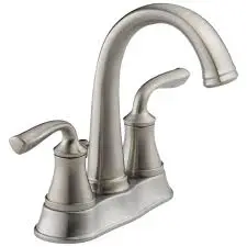 DELTA- LORAIN 4" CENTERSET 2 HANDLE HIGH ARC BATHROOM FAUCET IN STAINLESS, 3 HOLE - 25716LF-SS
