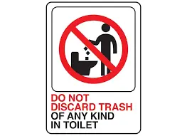 DO NOT DISCARD TRASH IN TOILET SIGN 10" X 6" HY-KO - D-25