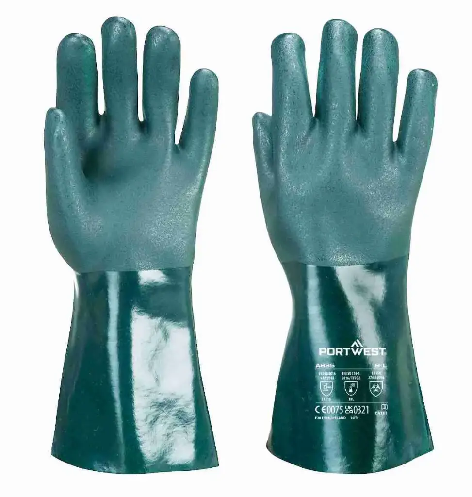 DOUBLE DIPPED PVC GAUNTLET GREEN GLOVE XLARGE PORTWEST - A835GNRXL