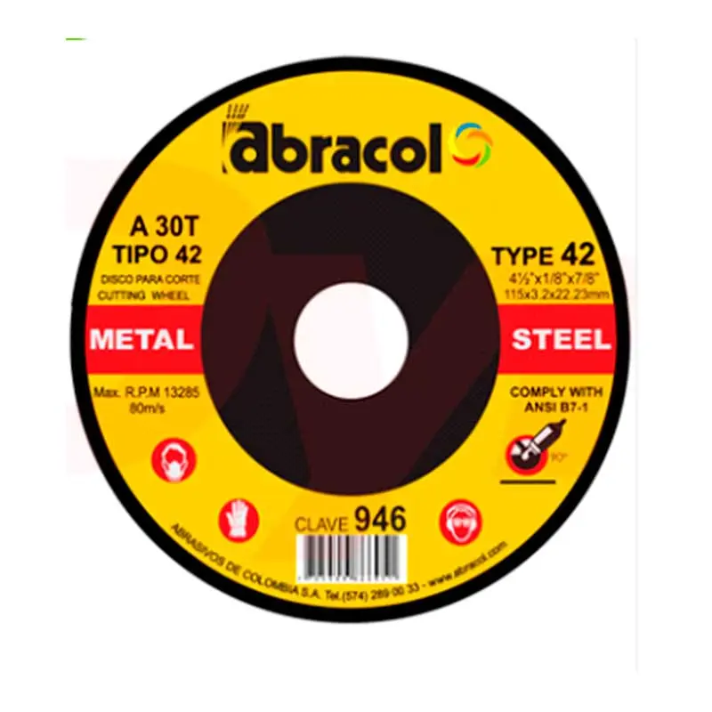 DT42 AB 7" X 1/8" X 7/8" 180MM X 3.2MM X 22.23MM A30T CUTTING DISC FOR METAL ABRACOL - ABD4A0030070