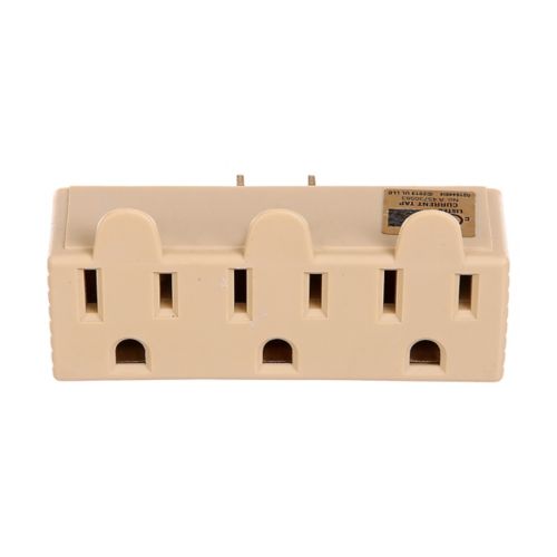 EATON 3 OUTLET TAP SINGLE RECEPTACLE TO 3OUTLET 15A 125V IVORY 