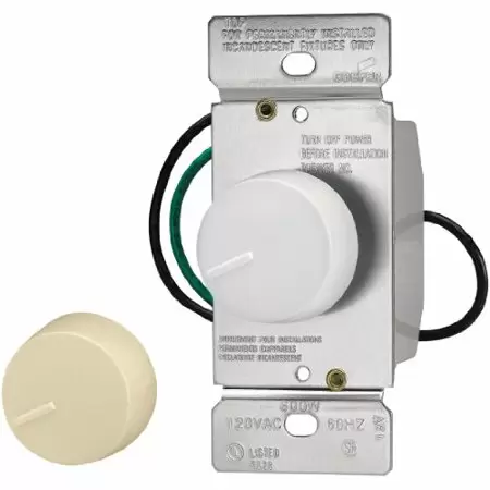 EATON ROTARY DIMMER 120V 600W HALOGEN INCANDESCENT LAMP 3-WAY IVORY
