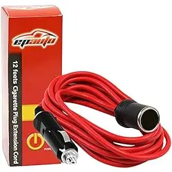 EPAUTO 12V 12" EXTENSION CORD PLUG SOCKET WITH BATTERY CLAMP  AND CIGARETTE LIGHTER ADAPTER