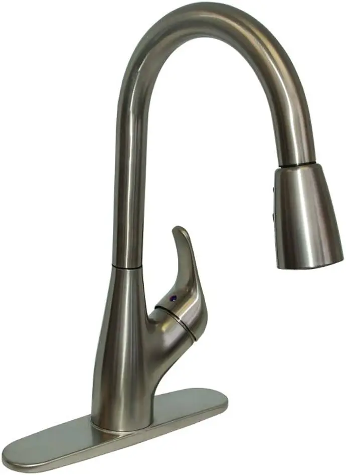 EZ-FLO KITCHEN FAUCET 1-HANDLE PULL-DOWN SPRAYER SECURE DOCKING BRUSHED NICKE - 10389