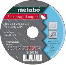 FLEXIARAPID SUPER 115 X 1.0 X 22.2 STAINLESS CUTTING DISC METABO - 616216000