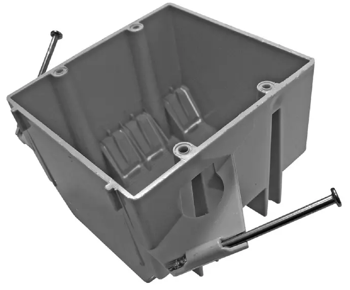 GRAY 2-GANG PLASTIC OUTLET BOX w/NAIL - JC32X