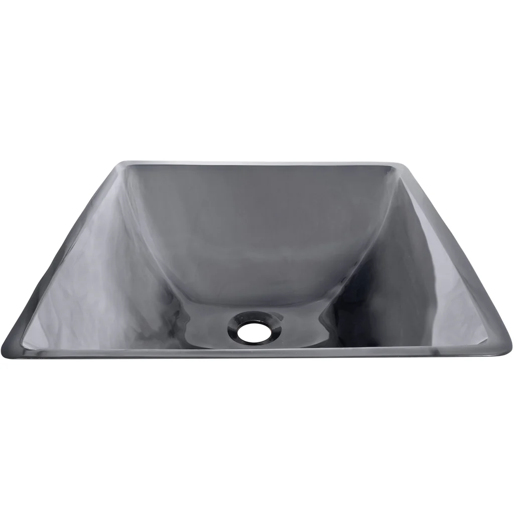 HANDCRAFTED TEMPERED GLASS SINK, SQUARE GREYCOMB - AS 912