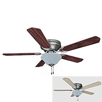 HARDWARE HOUSE MONTEREY 30" DUAL MOUNT CEILING FAN BEACH WOOD AND SATIN NICKEL - 240499
