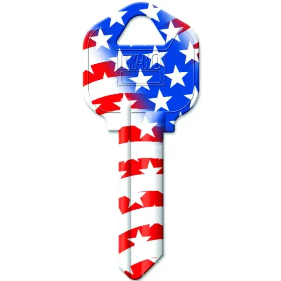 KEYBLANK KWIKSET LOCK USA FLAG  HY-KO - KW1-FLAG