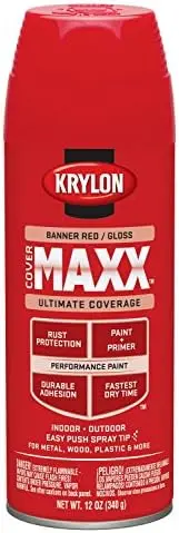 KRYLON SPRAY PAINT 9104 GLOSS BANNER RED MAXX ULTIMATE COVERAGE - K09104000