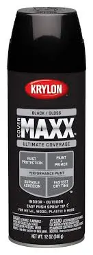 KRYLON SPRAY PAINT 9106 GLOSS BLACK MAXX ULTIMATE COVERAGE - K09106000