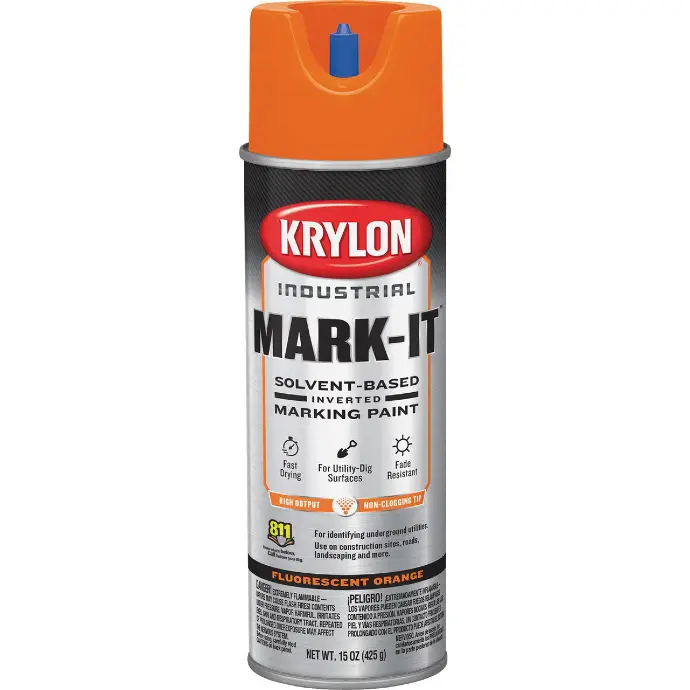 KRYLON SPRAY PAINT INDUSTRIAL SB FLUORESCENT ORANGE INVERTED MARKIN...