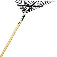 LEAF RAKE 22" METAL W/SPRING MECHANISM 48" WOODEN HANDLE - LRW22