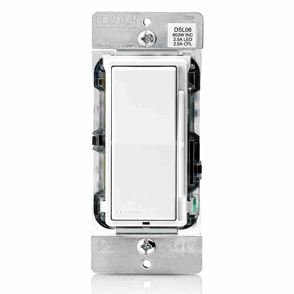 LEVITON SLIDE WHITE DIMMER SINGLE POLE/3WAY - 6422W/S1061W/LS600-W/6631