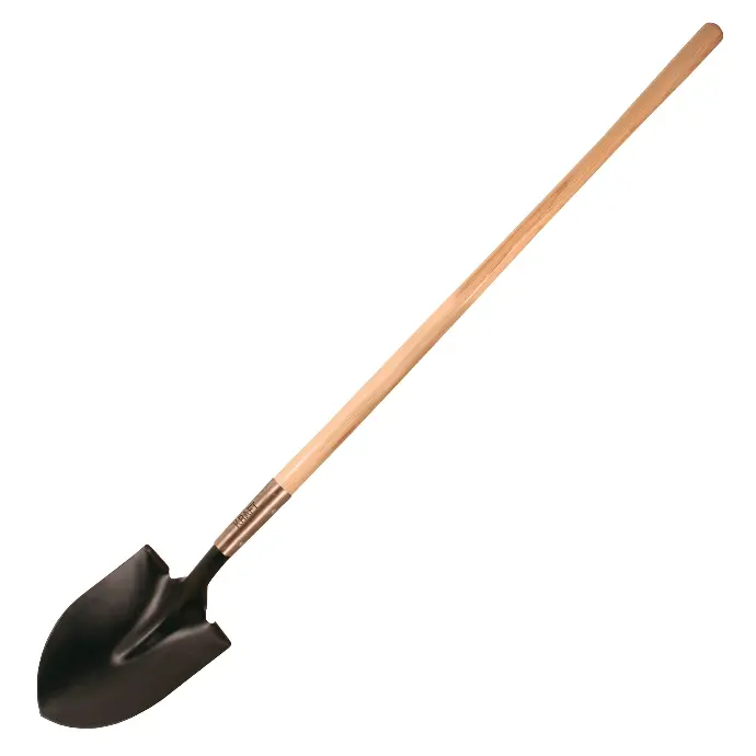 LONG ROUND POINT SHOVEL WOODEN HANDLE, OMEGA - LHRPOM