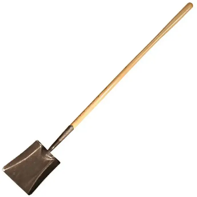 LONG HANDLE SQUARE POINT SHOVEL, WOODEN HANDLE OMEGA - LHSPOM