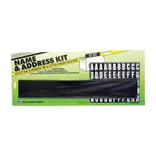 MAIL BOX NAME & ADDRESS KIT 15" X 2-1/4" PLASTIC BLACK/WHITE - AK-270